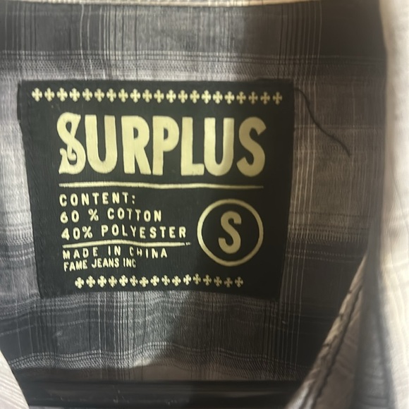Surplus Black and White Plaid Men's Short Sleeve Shirt - Picture 2 of 5